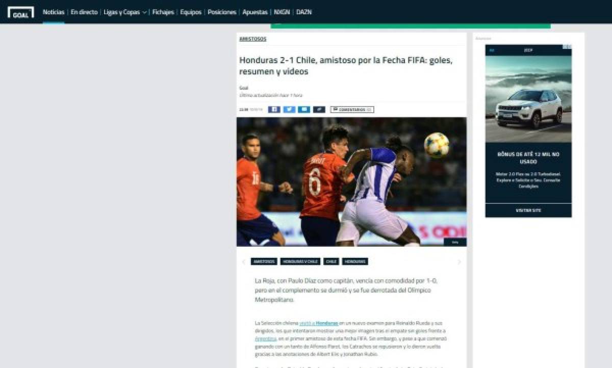 ¡Molestos! Estos dicen los medios de Chile luego de caer ante Honduras en el Olímpico