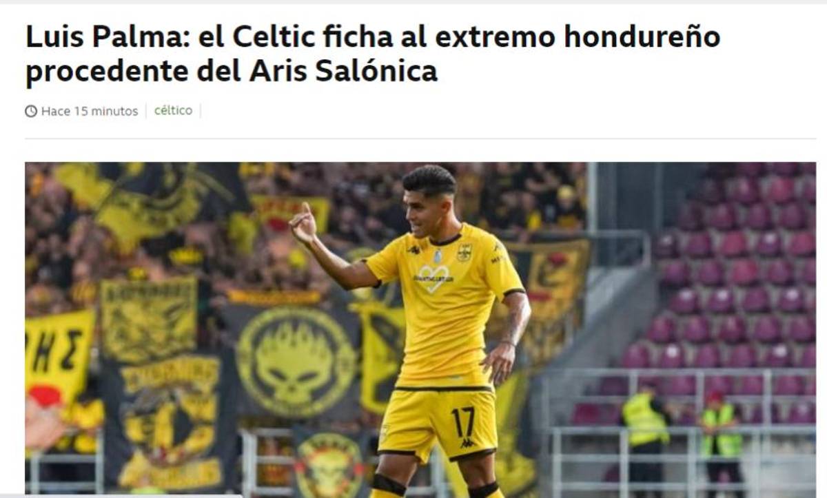 “Celtic está encantado”, “Luis Palma con número de crack”: Prensa internacional y nacional reacciona al fichaje del hondureño