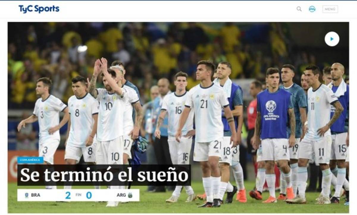 Así reaccionan los medios luego de la eliminación de Argentina ante Brasil