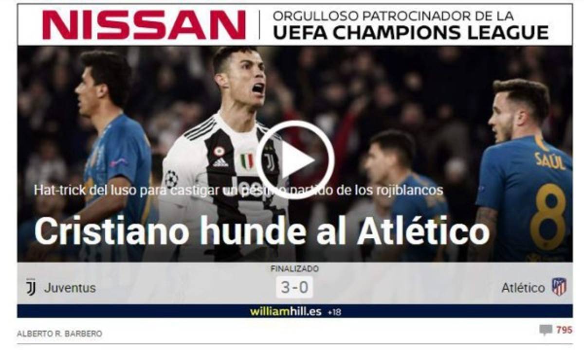 Las portadas se rinden ante Cristiano Ronaldo tras su hattrick ante el Atlético en Champions