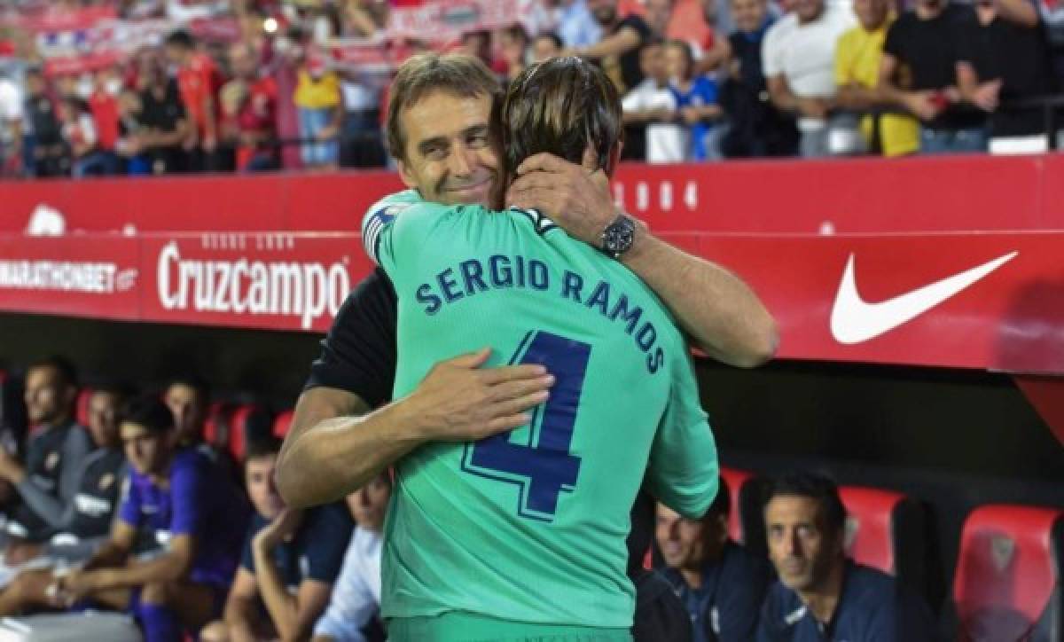 No viste en TV: Besito de Zidane a Benzema y James Rodríguez se ''estrella'' en el Sánchez-Pizjuán