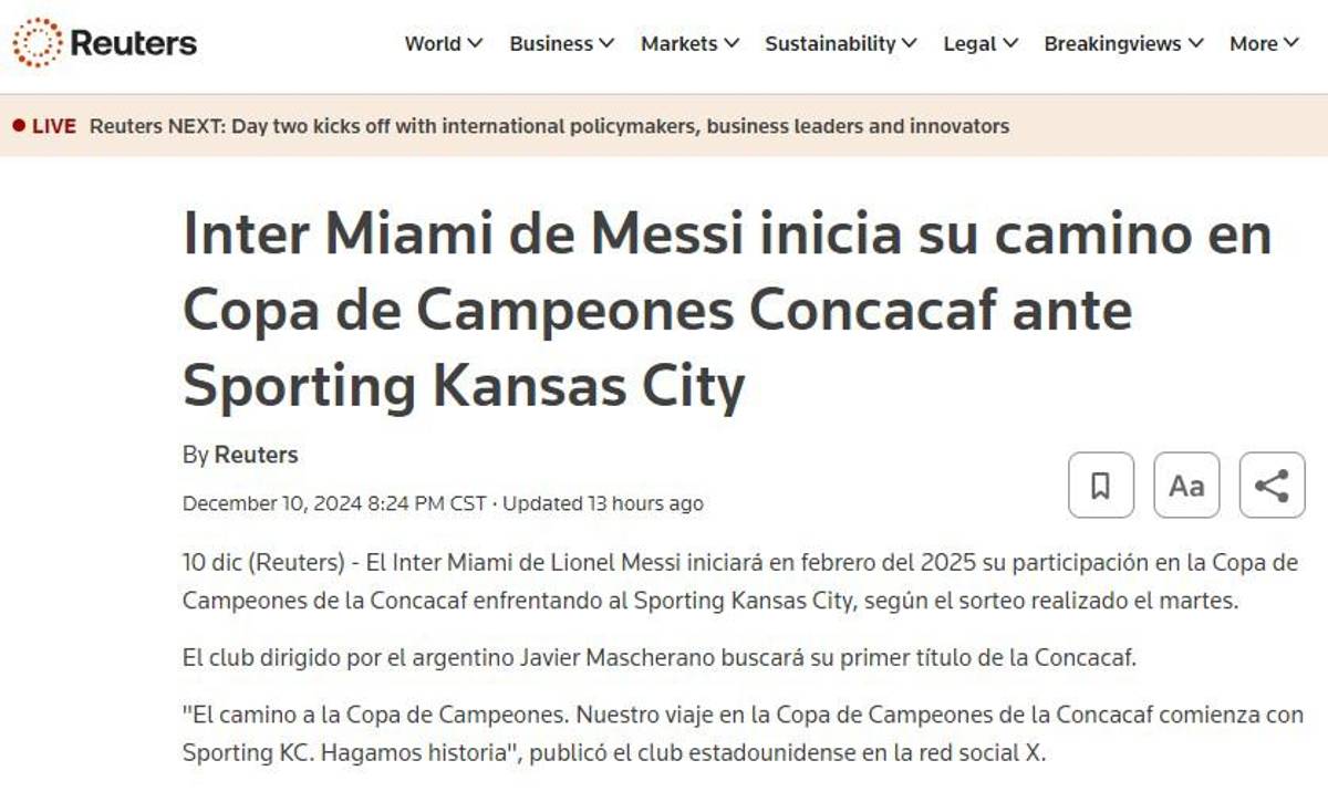 Lo que dice la prensa internacional sobre los cruces de la Copa de Campeones de Concacaf y del rival del Inter Miami de Messi