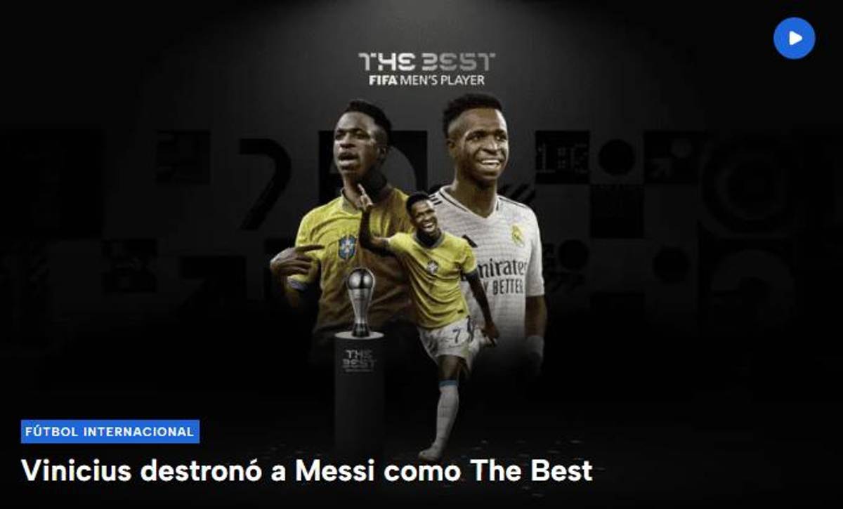 Vinicius ganó el premio The Best y la prensa reacciona: “Aquí sí asiste el Madrid; ya es mucho más grande que Neymar”