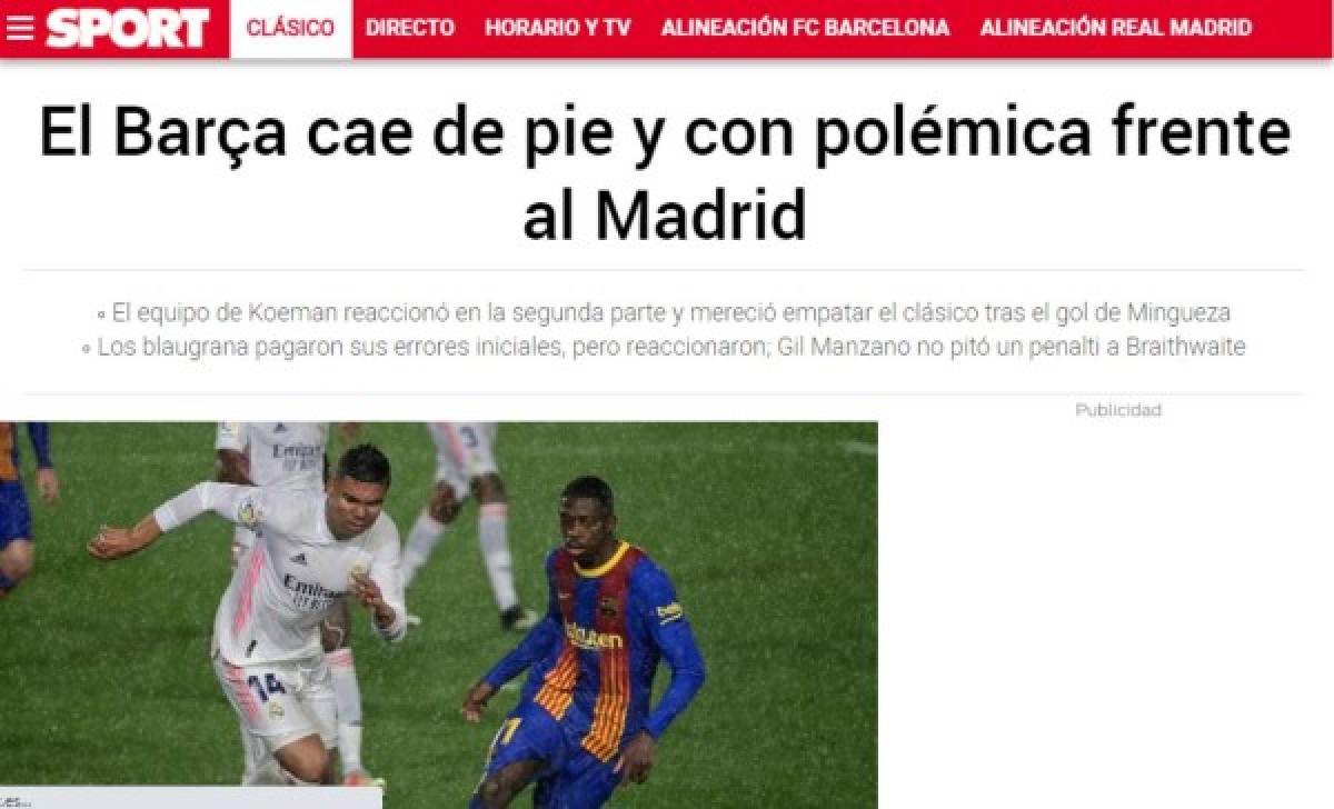 'A estos no hay quien los hunda', prensa mundial tras la victoria del Real Madrid sobre Barcelona