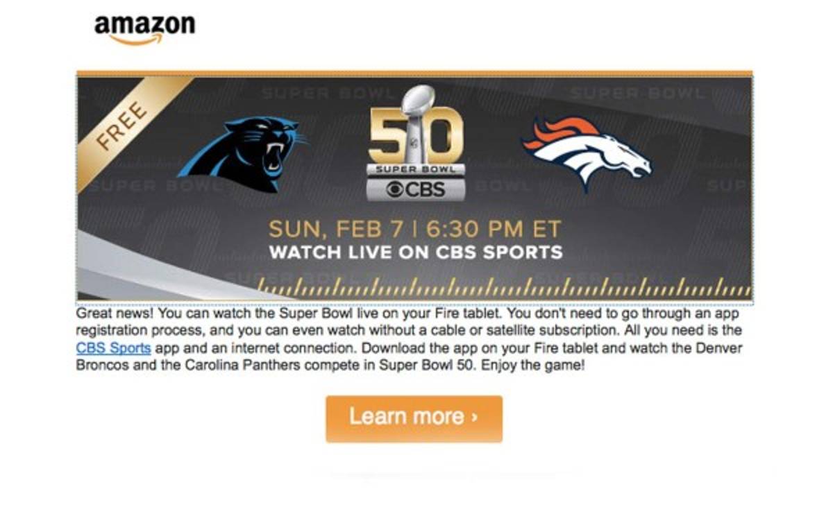 Amazon te permitirá ver gratis el SuperBowl 50
