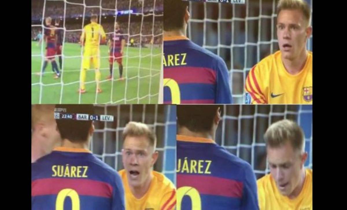 La razón por la que Ter Stegen regañó a Luis Suárez en el duelo ante Leverkusen