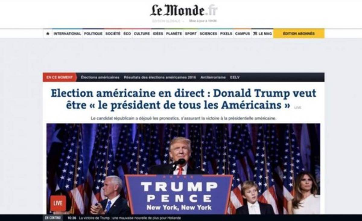 PORTADAS: La agresiva reacción de la prensa internacional tras gane de Donald Trump