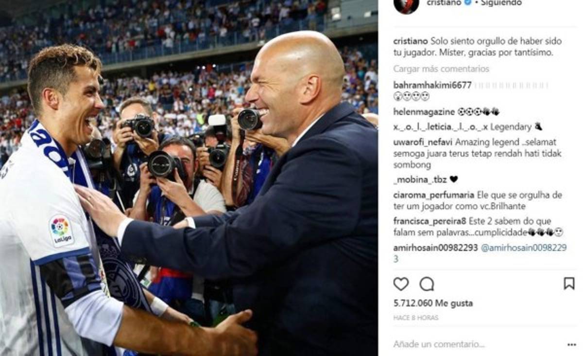 Emotivas palabras: Así se despidieron de Zidane los jugadores del Real Madrid en sus redes sociales