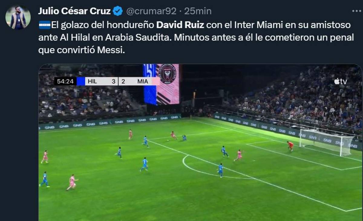 “Lo celebró con Messi”: Prensa internacional se rinde tras el golazo de David Ruiz con Inter Miami ante Al Hilal