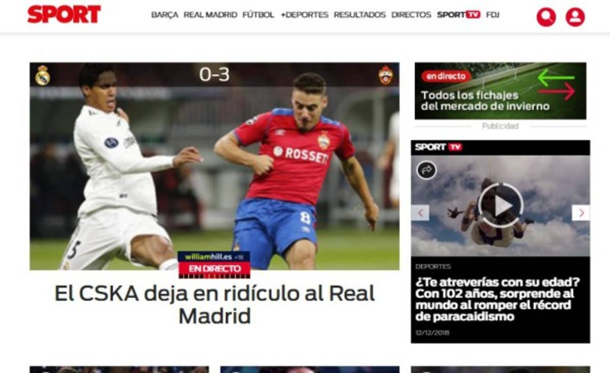 'Indigno y ridículo': Prensa mundial no perdona a Real Madrid por derrota ante ante CSKA