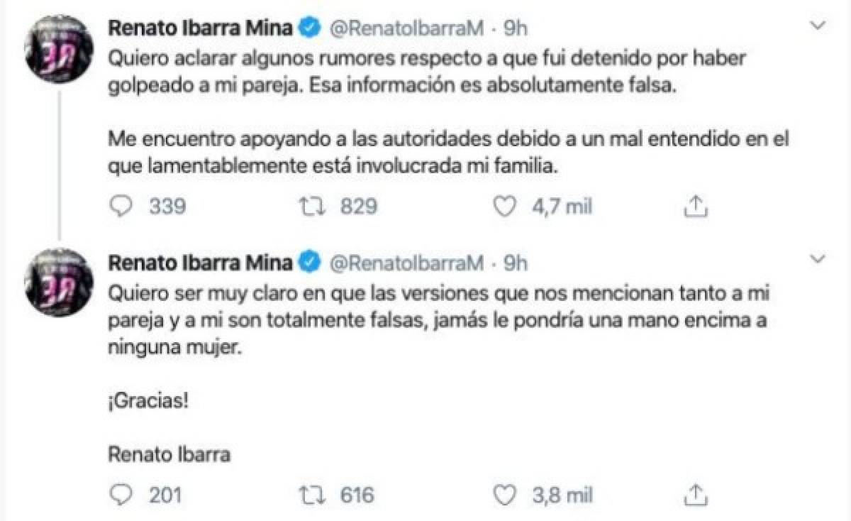 Renato Ibarra, jugador de América, habría golpeado a su esposa embarazada
