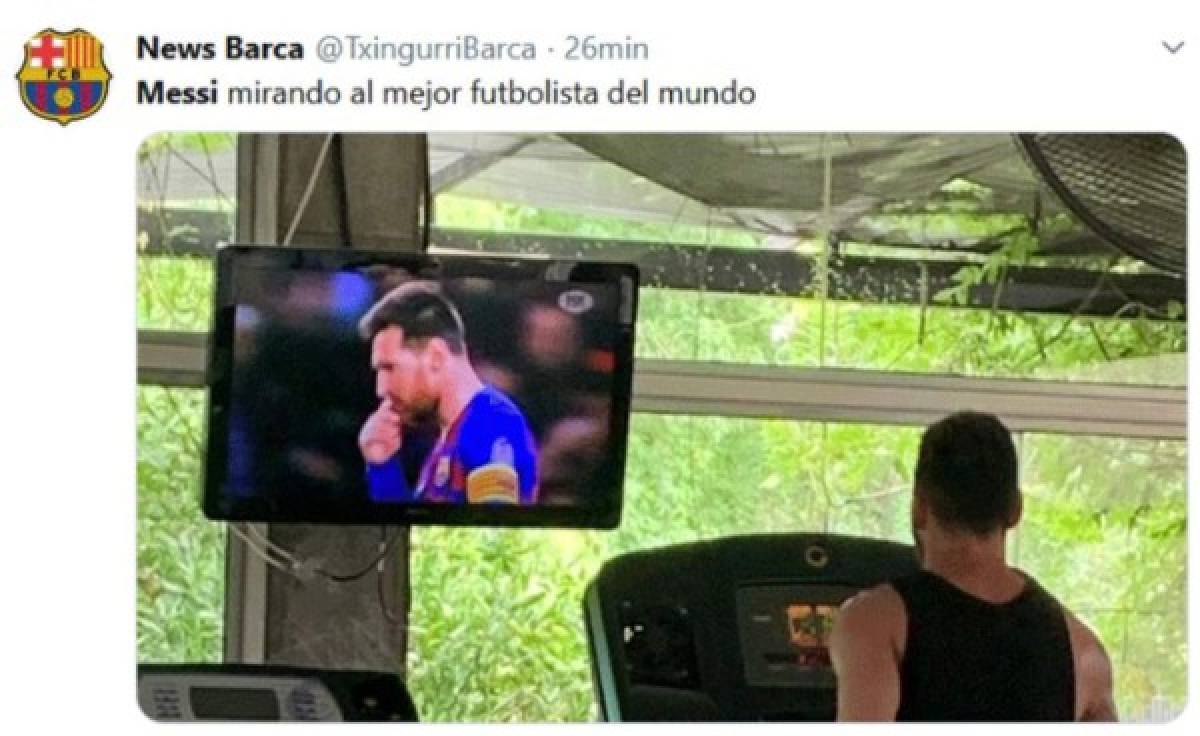 Messi viendo goles de Messi: Los crueles memes de la imagen viral del crack del Barcelona