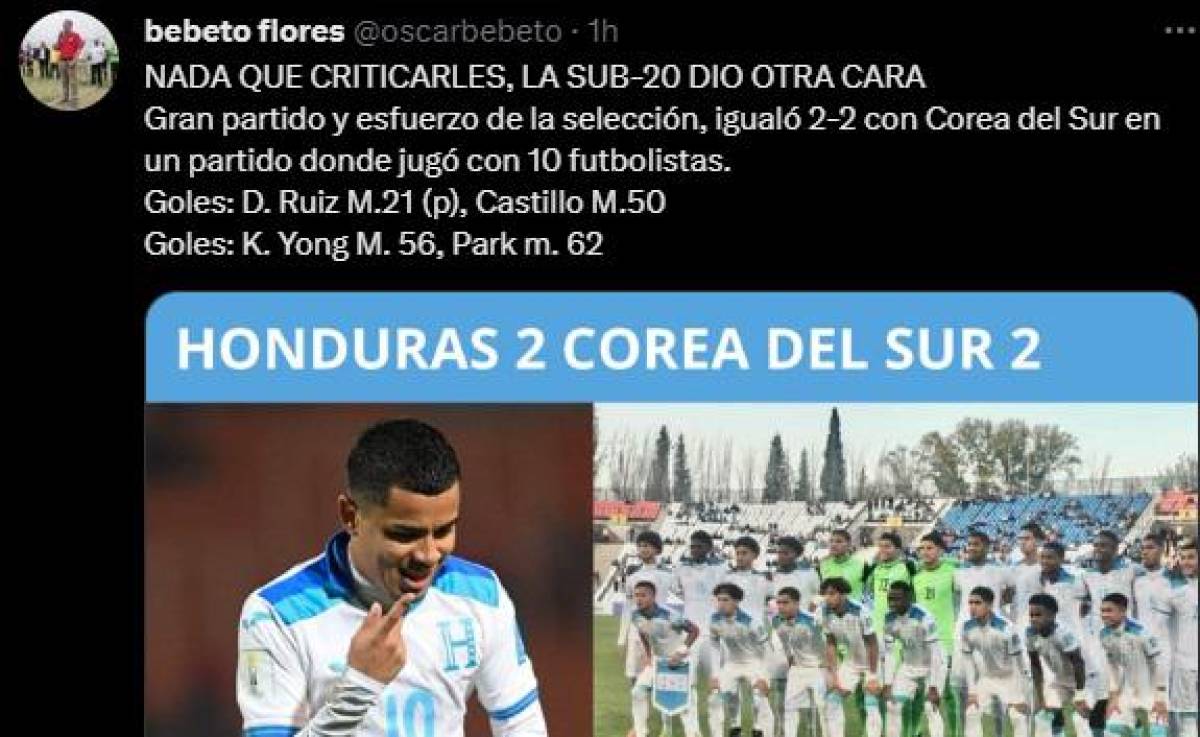 ”Honduras fue más que Corea del Sur”, “La H ha dejado buena imagen”: Prensa hondureña tras empate de la Bicolor en el Mundial Sub-20