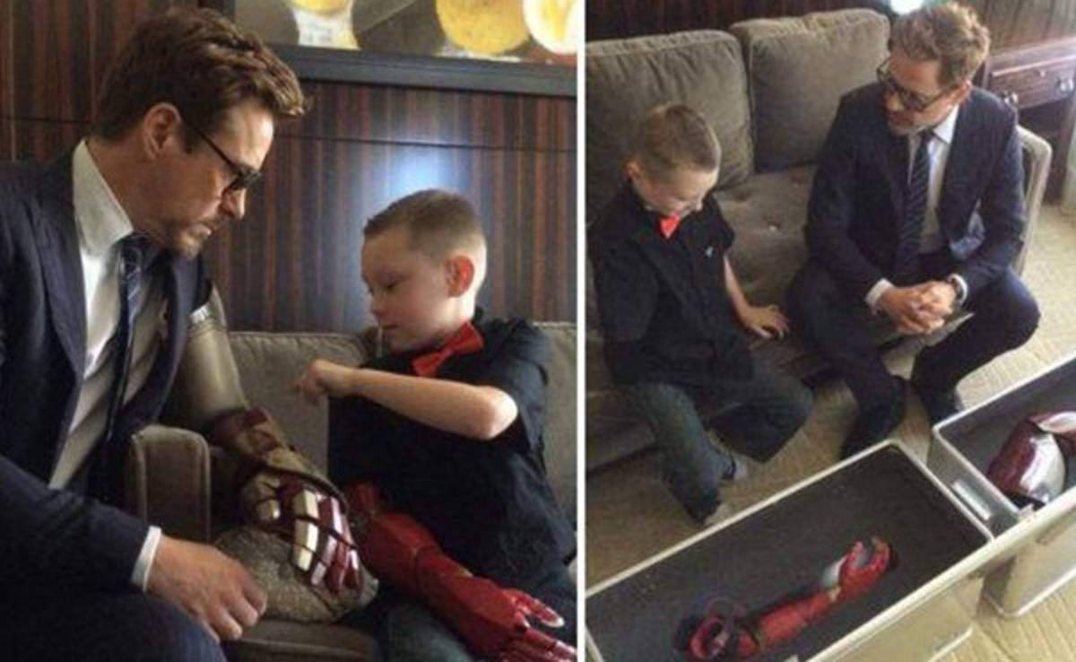 Robert Downey Jr. regala prótesis de brazo de Iron Man a niño