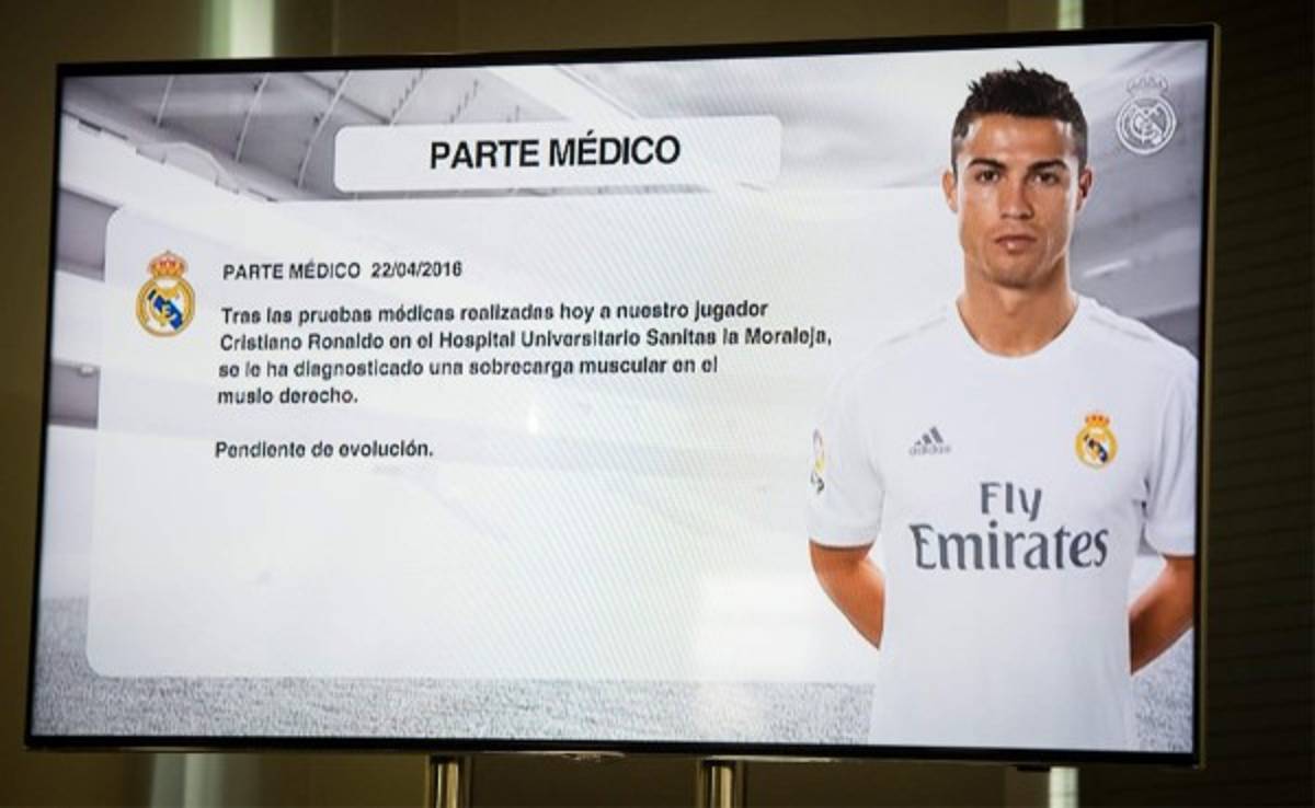 Cristiano, baja en Real Madrid por lesión y mañana no jugará