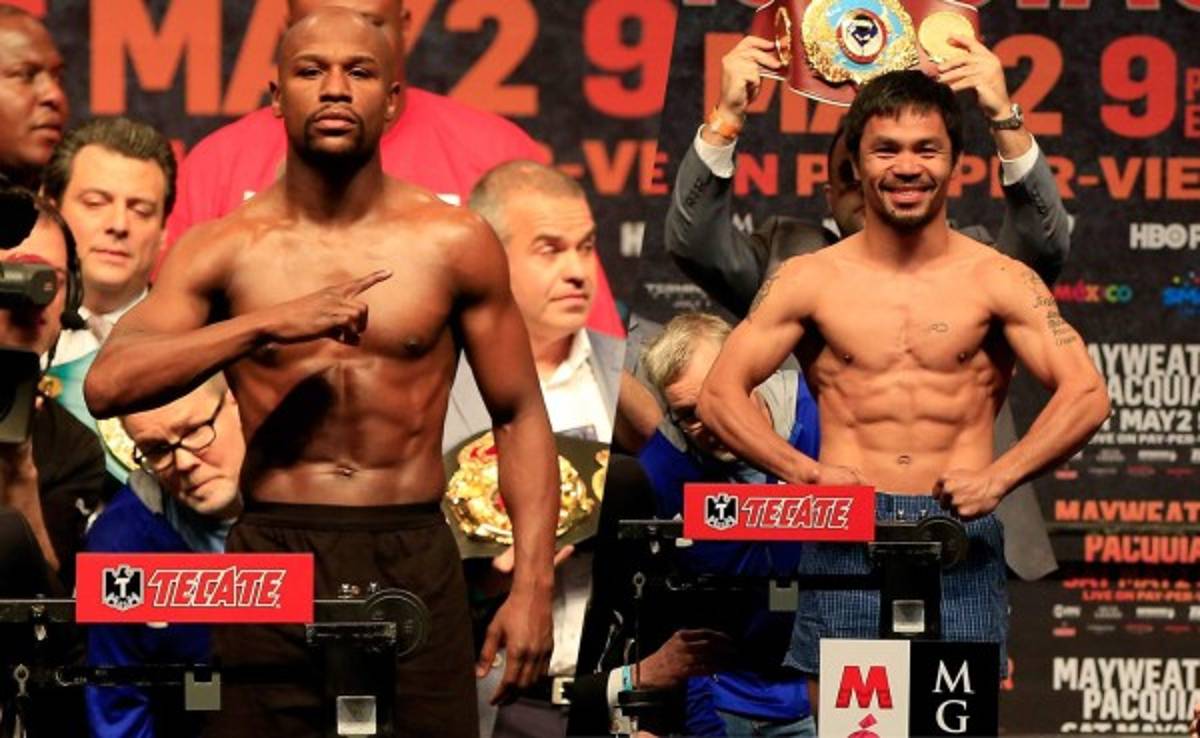 Floyd Mayweather y Manny Pacquiao marcan el peso para la Pelea del Siglo