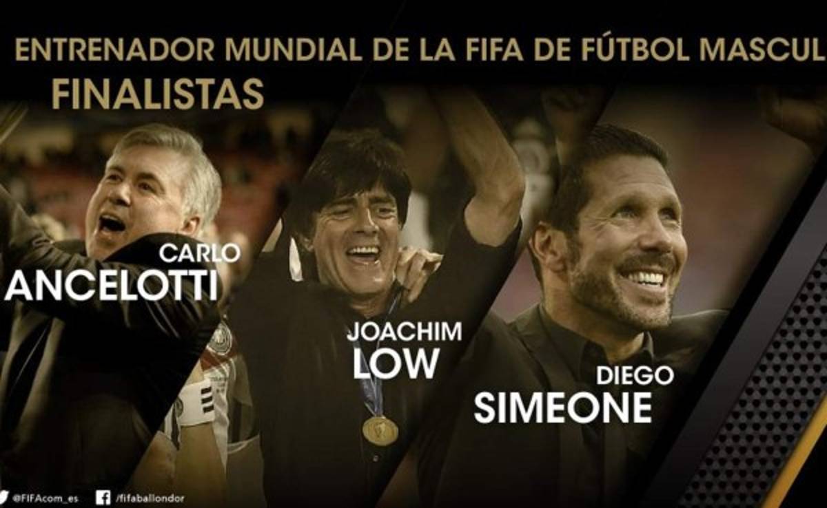 Ancelotti, Low y Simeone son los finalistas al mejor técnico del año