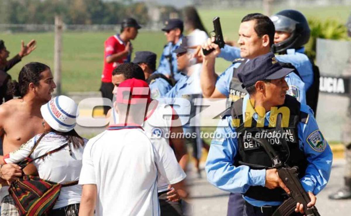 Balacera entre aficionados de Real España y Olimpia en las afueras del Olímpico