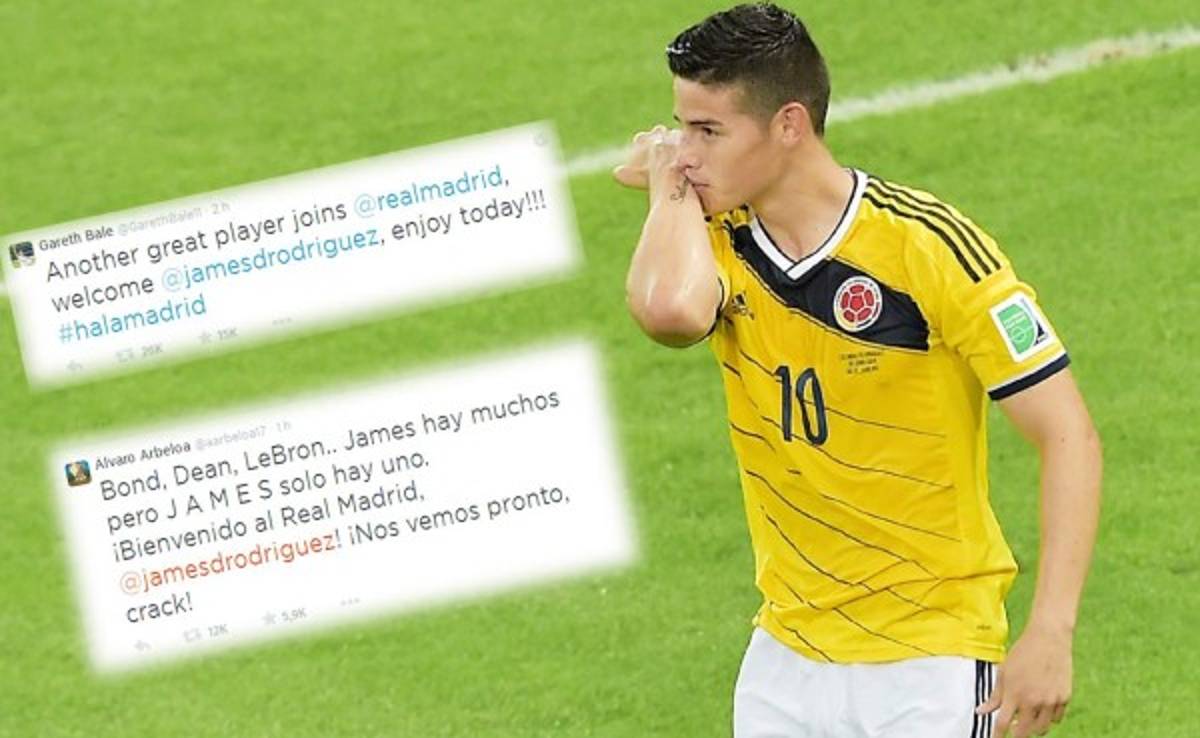 Bale y Arbeloa le dan la bievenida a James vía Twitter