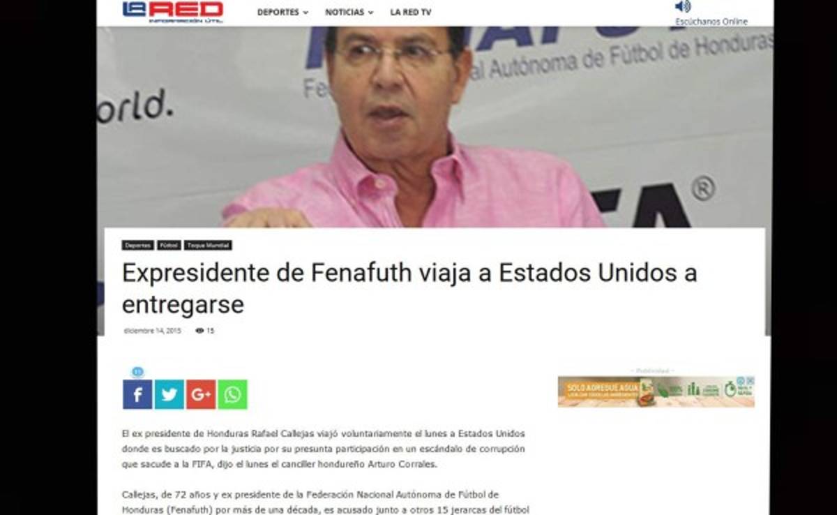 Prensa Internacional: Así anuncian la entrega de Rafael Callejas a Justicia de Estados Unidos