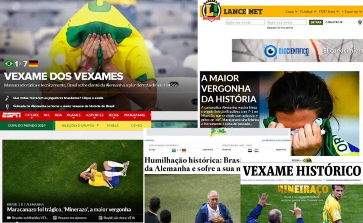 Prensa brasileña califica de 'Humillación' y 'vergüenza' goleada ante Alemania