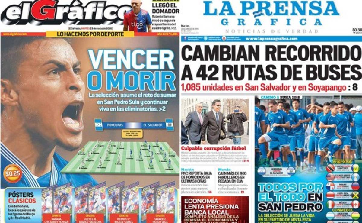Prensa salvadoreña: 'Qué la H siga siendo muda. Vencer o morir'
