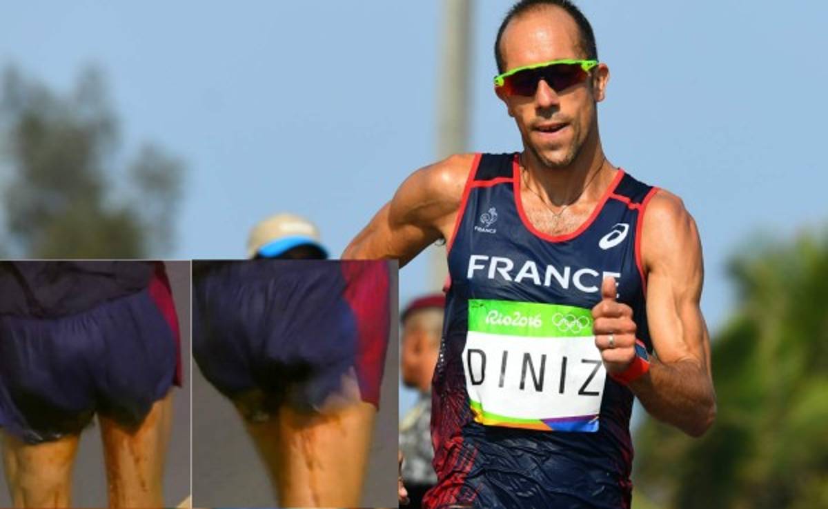 Yohann Diniz, el atleta francés que tuvo problemas estomacales en plena carrera