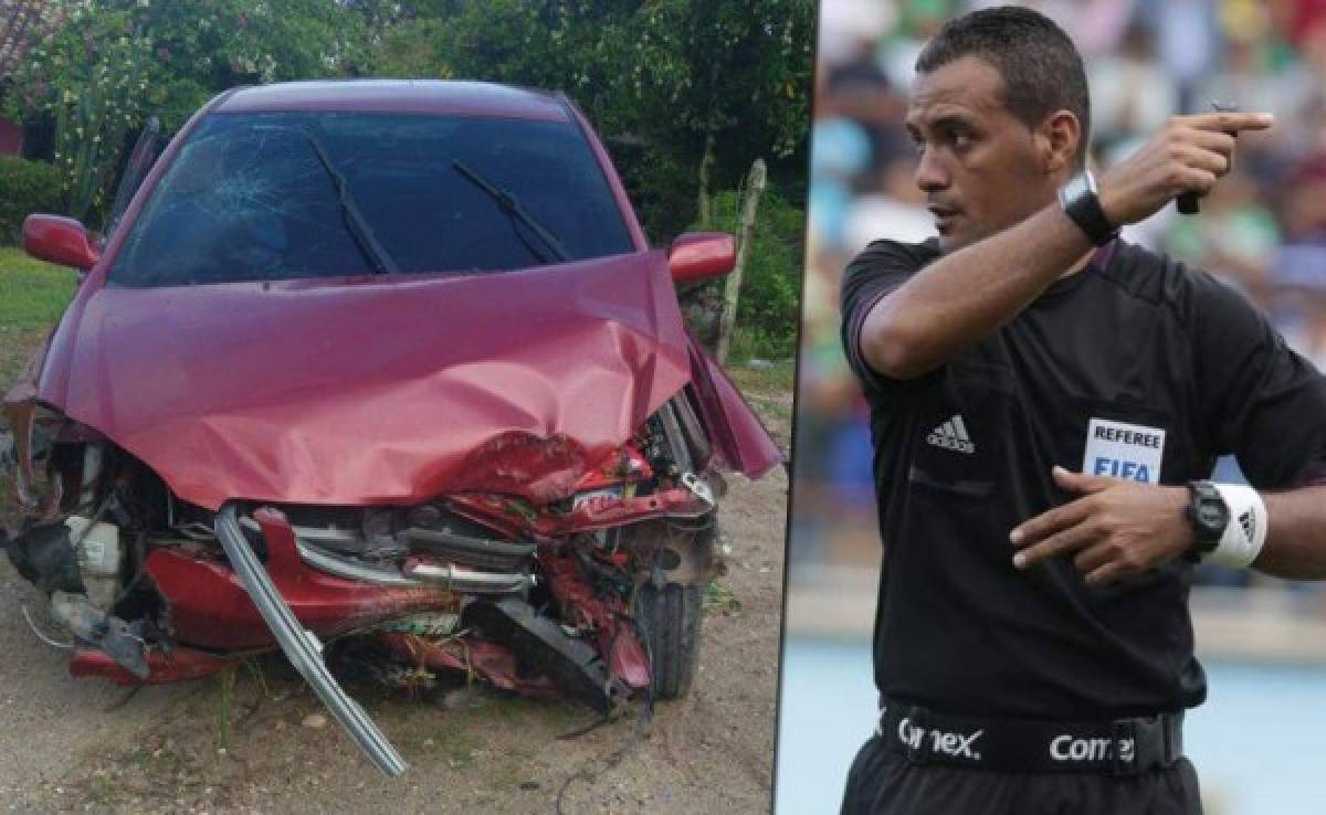 Árbitro hondureño Melvin Matamoros sufre aparatoso accidente en su auto