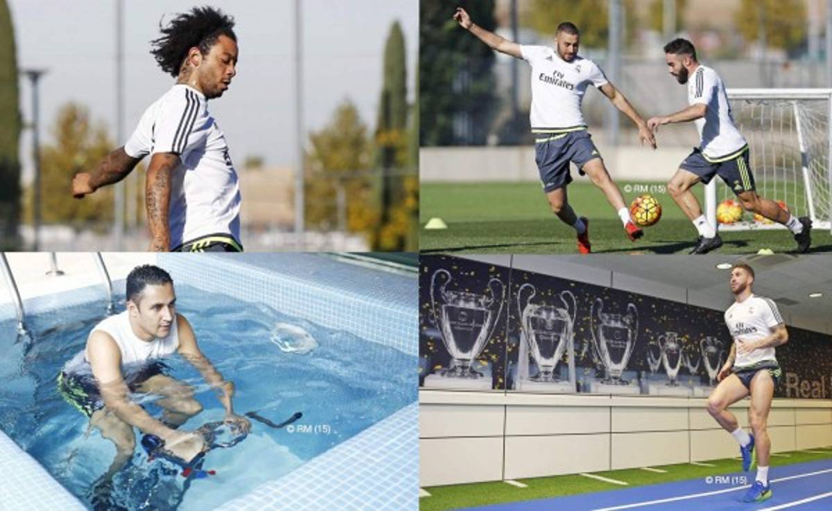 Marcelo, Carvajal, Benzema, Ramos y Keylor Navas trabajan el día de descanso