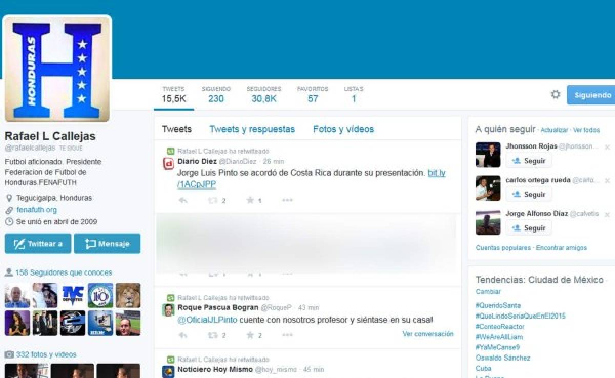 Rafael Callejas, el más twittero durante presentación de Pinto