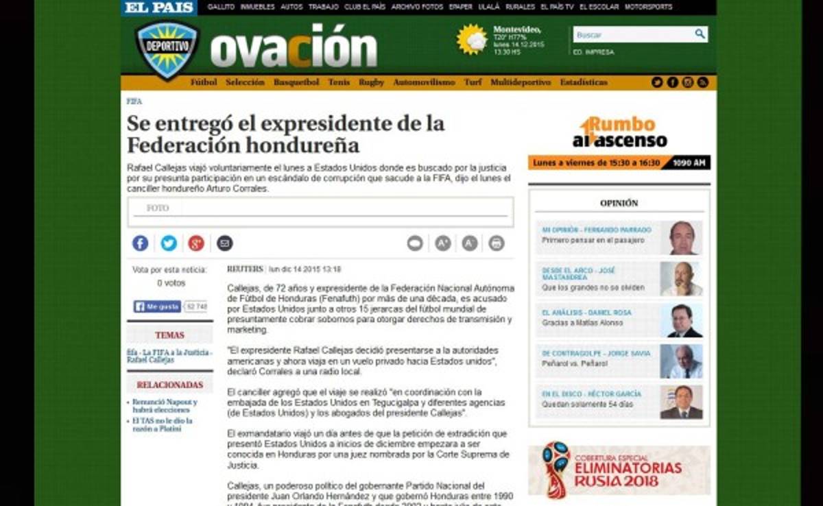 Prensa Internacional: Así anuncian la entrega de Rafael Callejas a Justicia de Estados Unidos