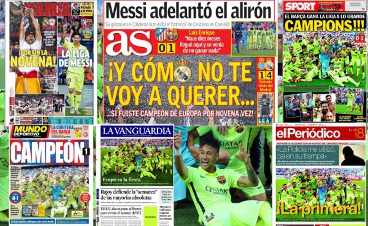 Prensa española atribuye a Messi el título del Barcelona