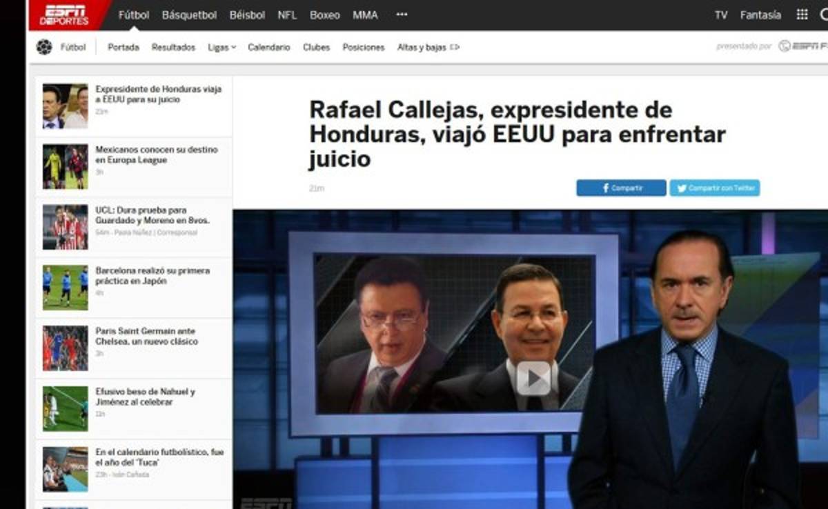 Prensa Internacional: Así anuncian la entrega de Rafael Callejas a Justicia de Estados Unidos