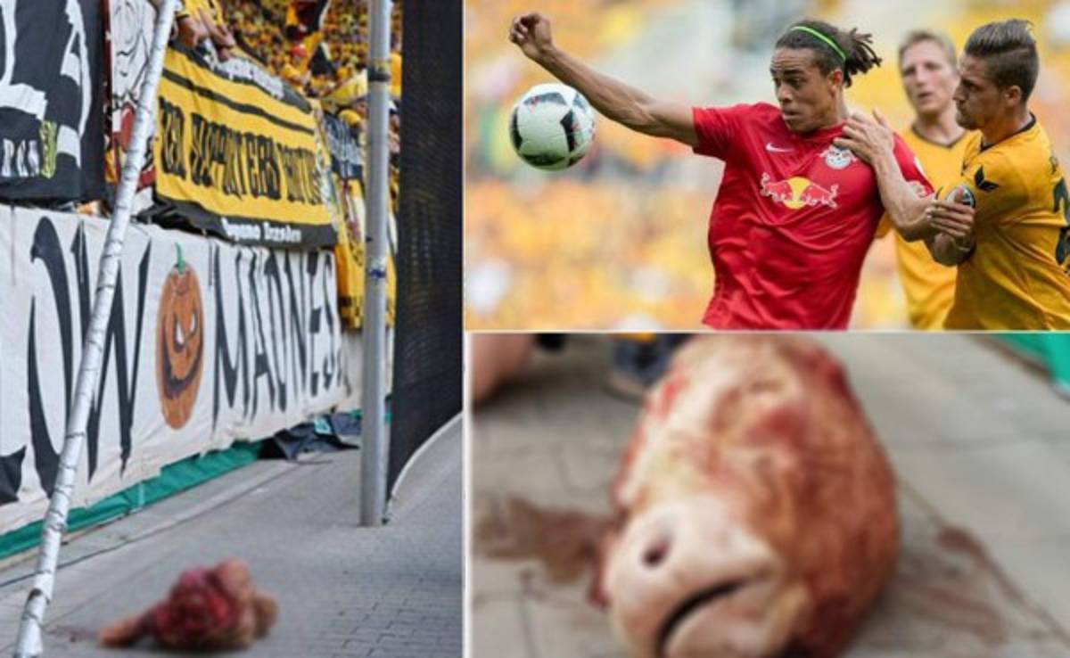 Afición del Dynamo Dresden lanza cabeza de toro a campo de juego