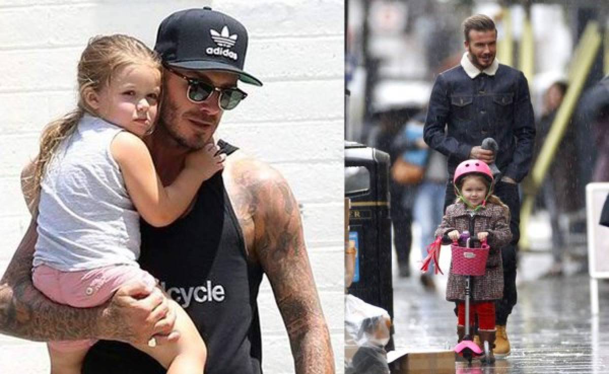 Hija de Beckham mira 'gordito' a su padre