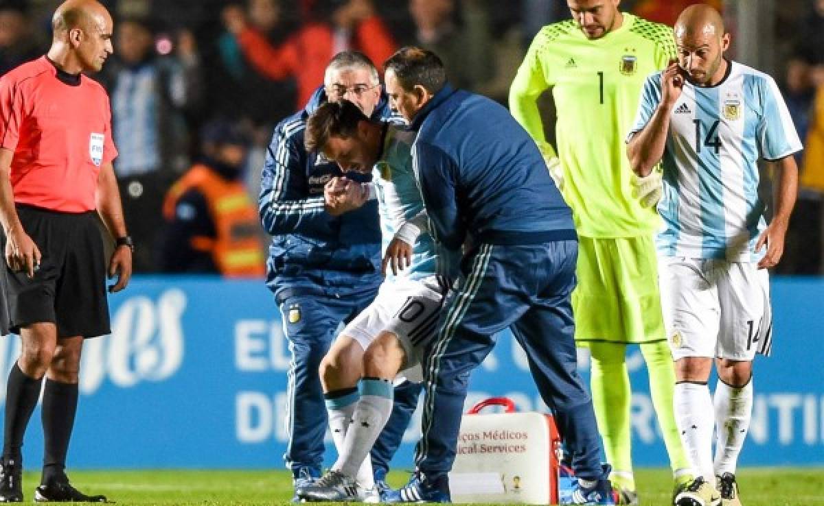 Higuaín, Mascherano y Lamela preocupados por el golpe que sufrió Messi