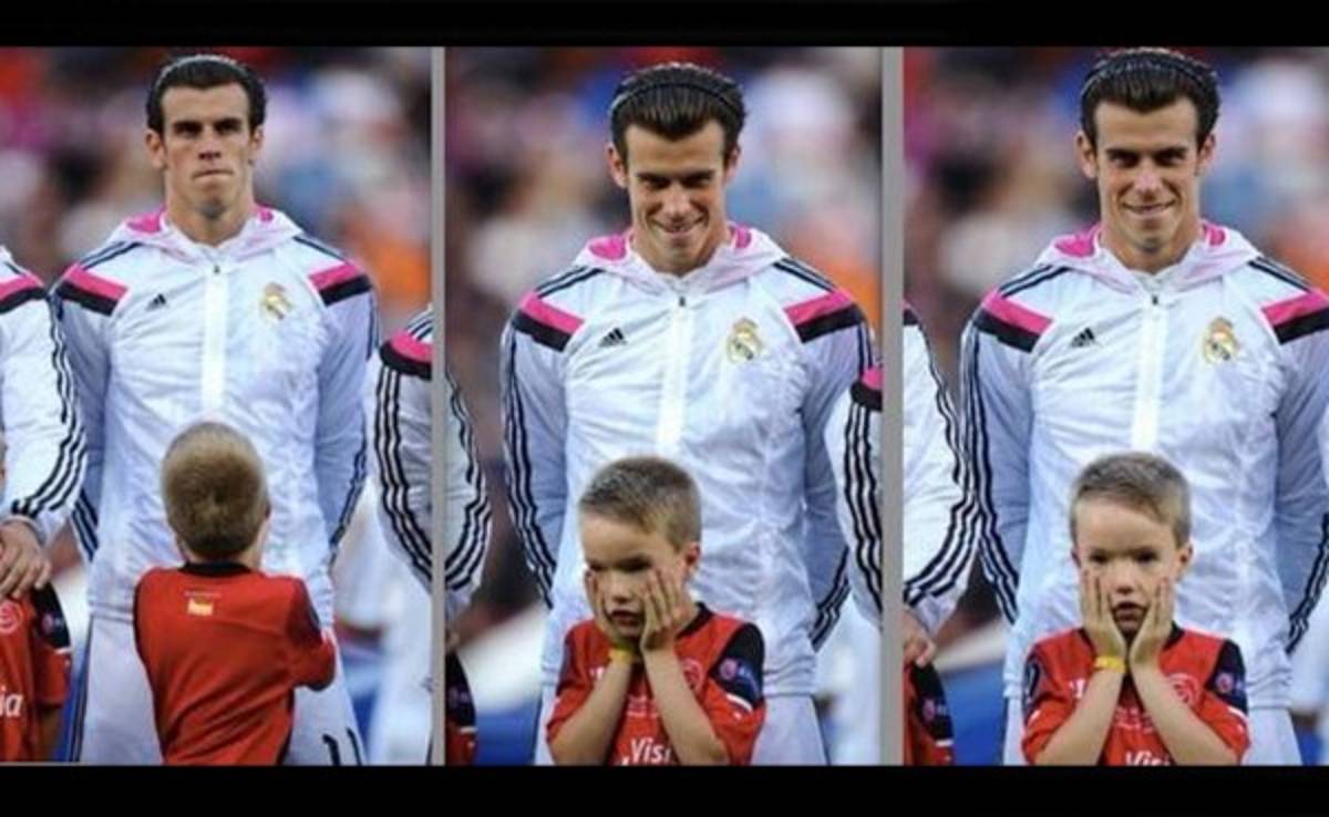 La reacción de un niño al ver que tenía tras él a Gareth Bale