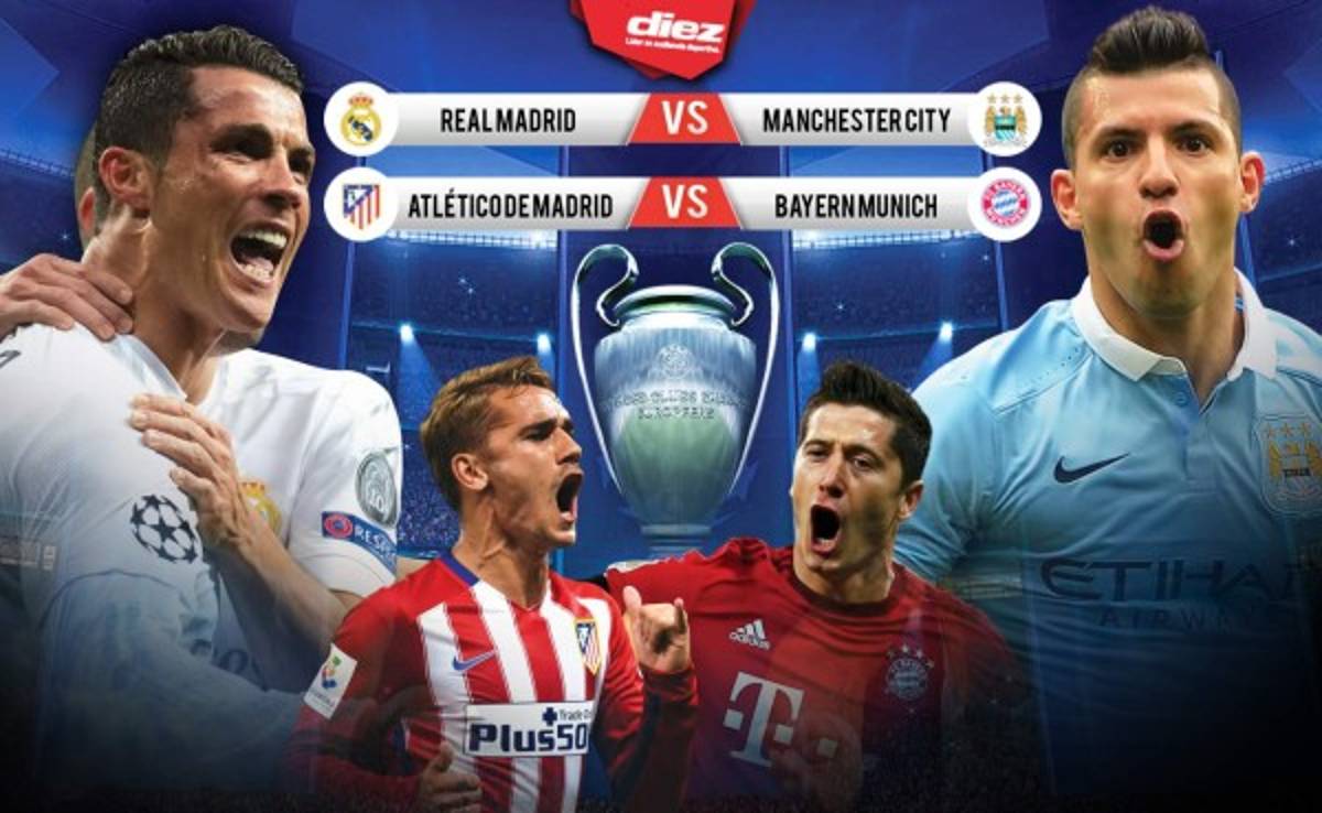 Manchester City-Real Madrid y Atlético-Bayern, en semifinales de Champions
