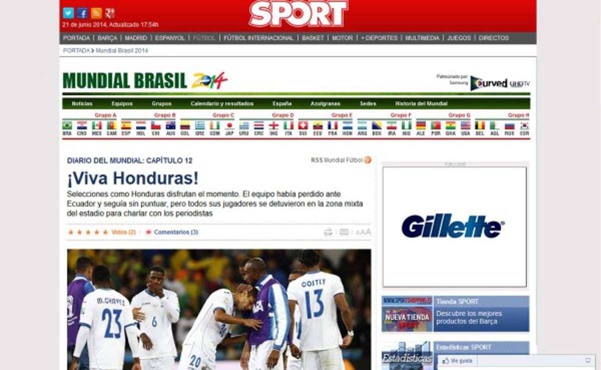 Diario Sport de España destaca la amabilidad de Honduras