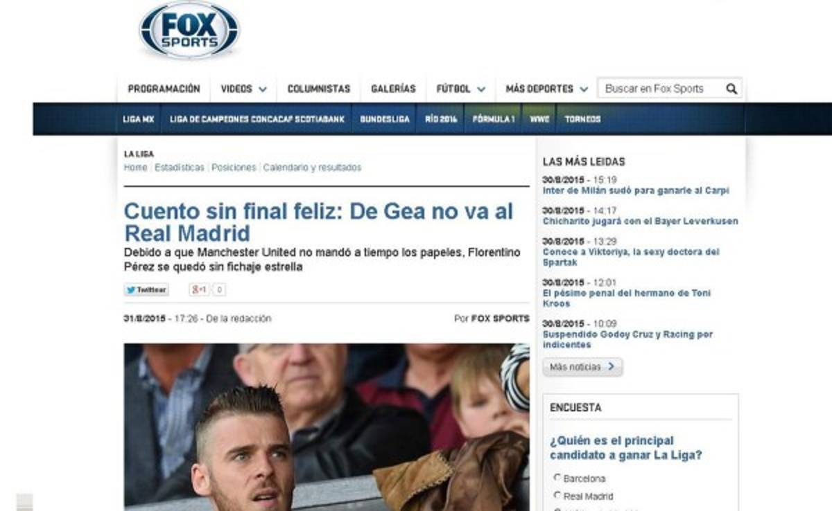 Prensa internacional habla de 'ridículo' la no llegada de De Gea al Real Madrid