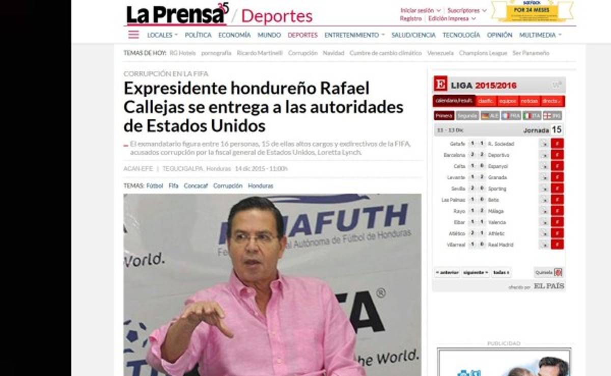 Prensa Internacional: Así anuncian la entrega de Rafael Callejas a Justicia de Estados Unidos