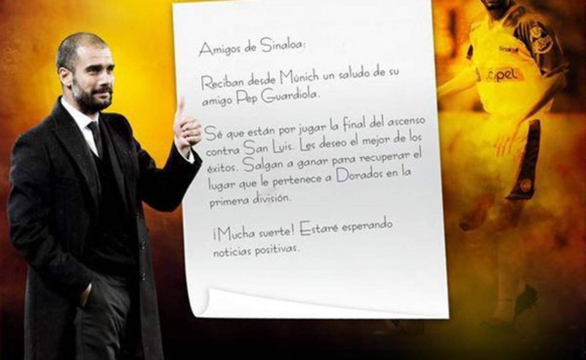 Pep Guardiola le desea suerte al club Dorados de México