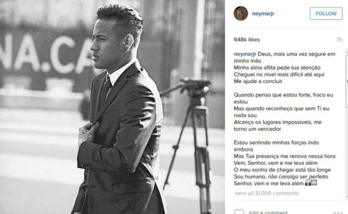 Neymar responde con una canción cristiana ante escándalo de Football Leaks