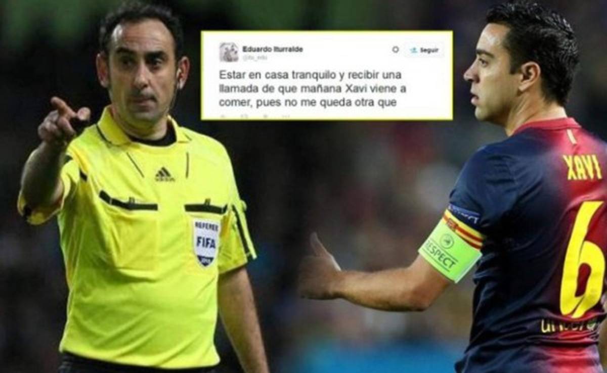 Árbitro español se burla de Xavi Hernández por twitter