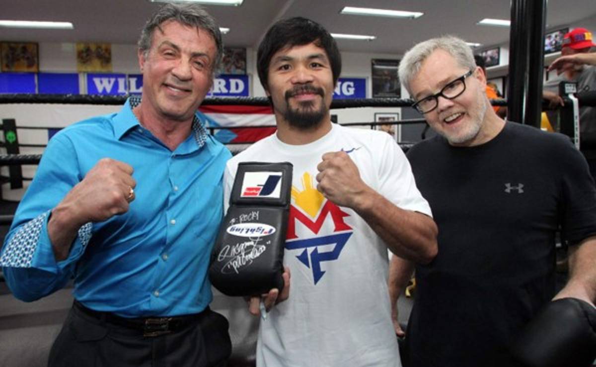 Sylvester Stallone visitó a Manny Pacquiao en su entrenamiento