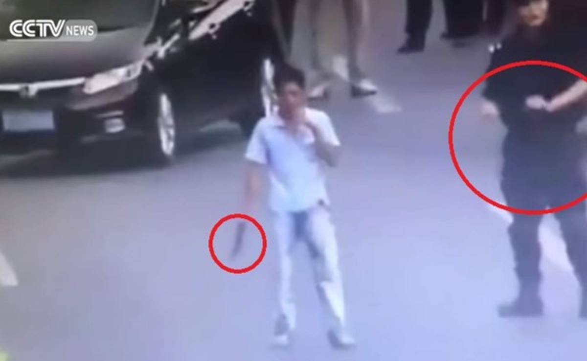 Mujer inmiviliza a hombre con cuchillo con llave de judo