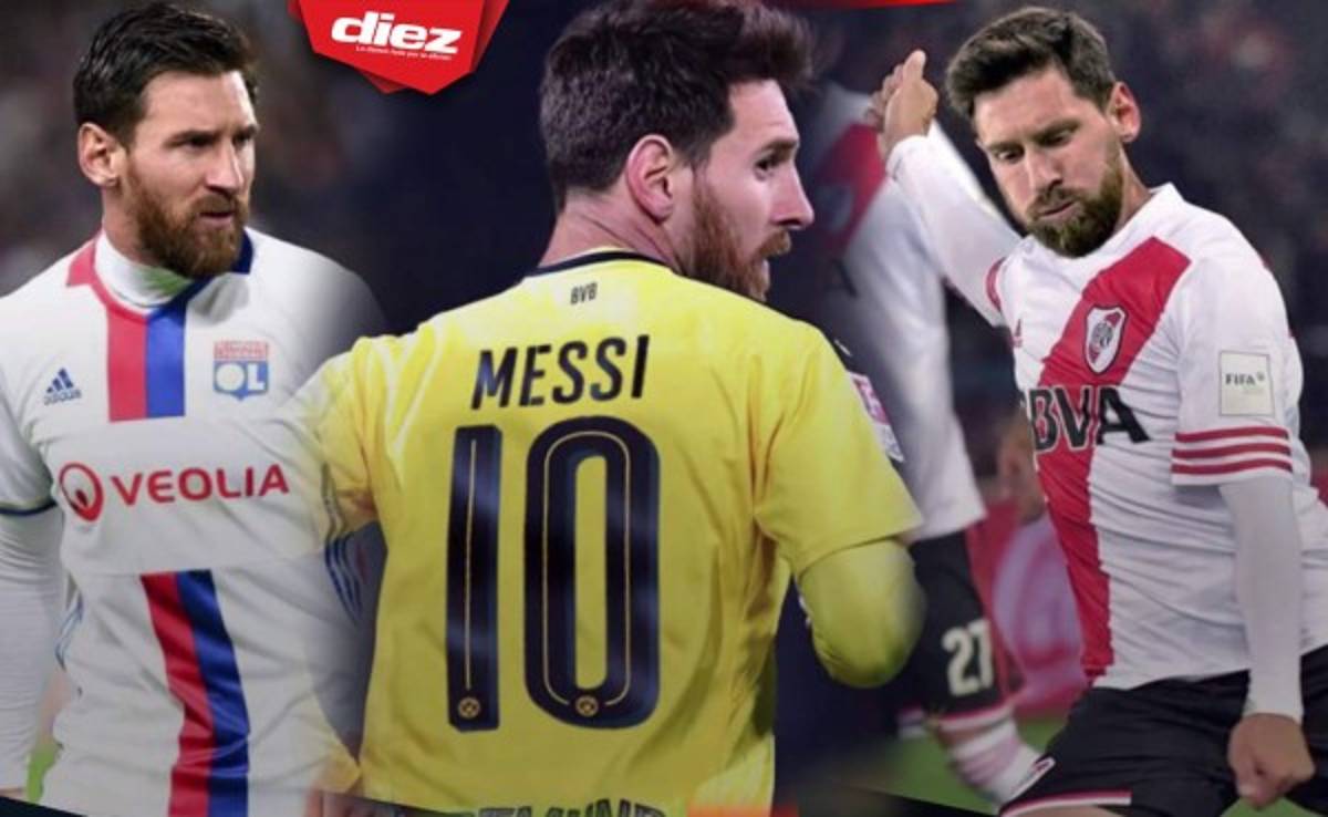 Messi 'posando' con las camisetas de los más grandes del mundo