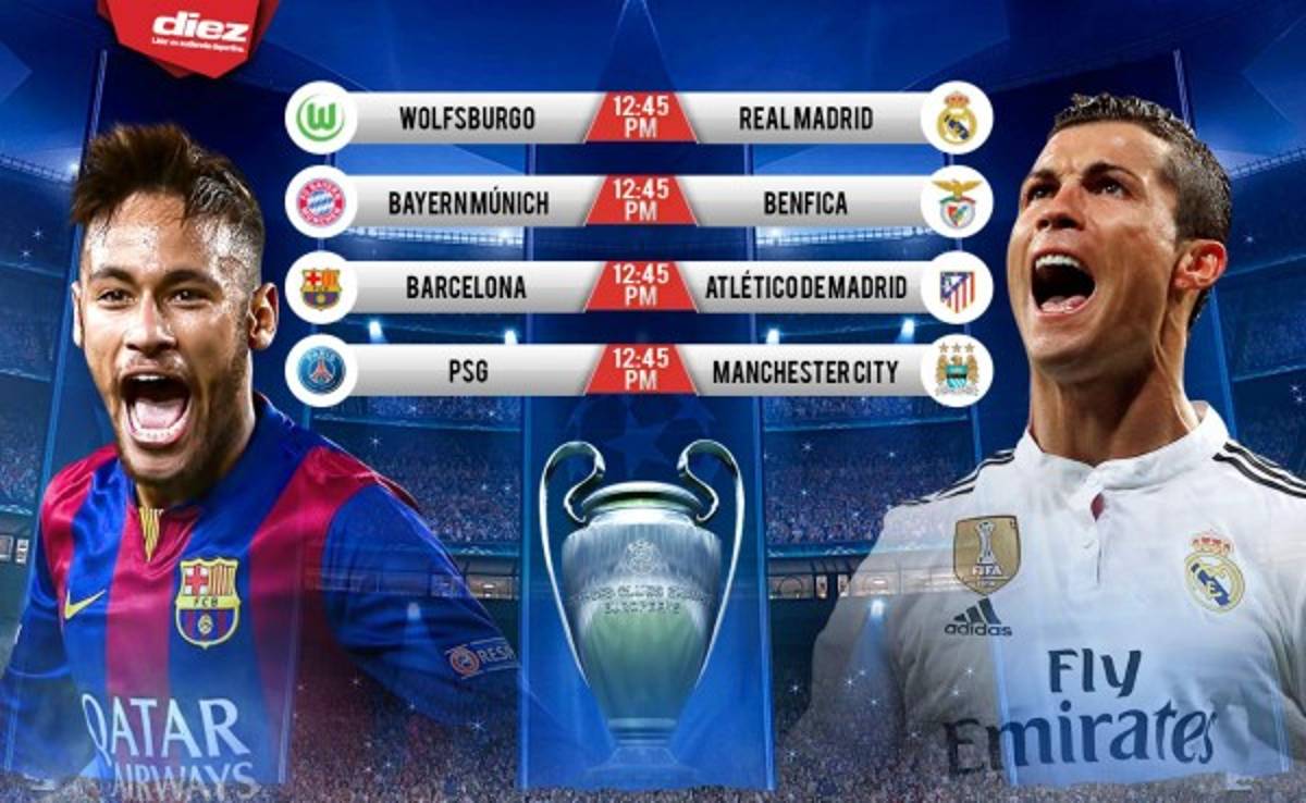 ¡Real Madrid-Wolfsburg y Barcelona-Atlético en cuartos de la Champions!