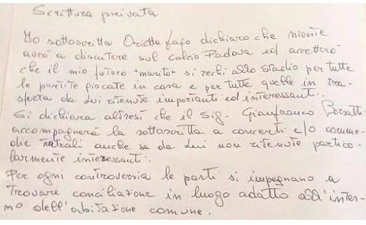 En Italia, un matrimonio bajo contrato...¡para ir al estadio!