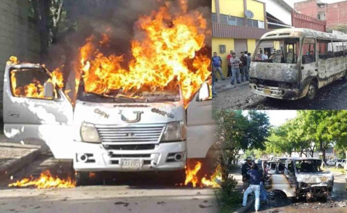 Encapuchados queman 'rapiditos' en San Pedro Sula y Tegucigalpa
